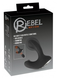Черная анальная вибропробка с функцией расширения RC Butt Plug with 3 functions - Orion - в Черкесске купить с доставкой