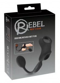 Черное виброкольцо с анальной пробкой Cock Ring with RC Butt Plug - Orion - в Черкесске купить с доставкой