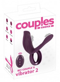 Фиолетовая насадка на член с клиторальным отростком и пультом ДУ RC Couple’s Vibrator 2 - Orion - в Черкесске купить с доставкой