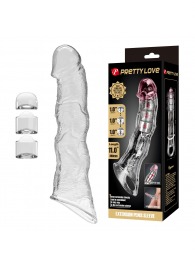 Прозрачный фаллоудлинитель с 3 вставками - 28 см. - Baile - в Черкесске купить с доставкой