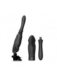 Черная секс-машина с функцией нагрева, насадками и присоской Sesh - Zalo - купить с доставкой в Черкесске