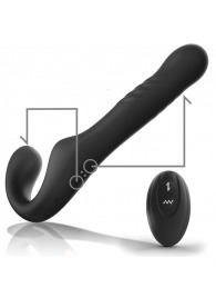 Черный безремневой страпон с вибрацией и возвратно-поступательными движениями - 24 см. - Ibiza - купить с доставкой в Черкесске