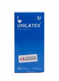 Классические презервативы Unilatex Natural Plain - 12 шт. + 3 шт. в подарок - Unilatex - купить с доставкой в Черкесске