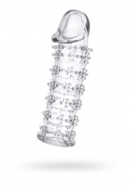 Гелевая прозрачная насадка с шипами - 12 см. - Toyfa Basic - в Черкесске купить с доставкой