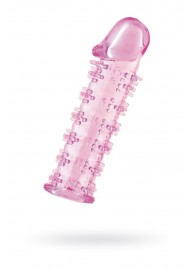 Гелевая розовая насадка на фаллос с шипами - 12 см. - Toyfa Basic - в Черкесске купить с доставкой