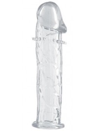 Гладкая прозрачная насадка с усиками под головкой - 12,5 см. - Toyfa Basic - в Черкесске купить с доставкой