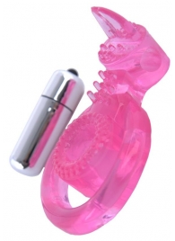 Розовая вибронасадка со стимулятор клитора   Язычок - Toyfa Basic - в Черкесске купить с доставкой