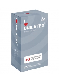 Презервативы с рёбрами Unilatex Ribbed - 12 шт. + 3 шт. в подарок - Unilatex - купить с доставкой в Черкесске