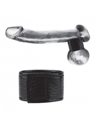 Чёрная утяжка на мошонку 1  Velcro Ball Stretcher - BlueLine - купить с доставкой в Черкесске