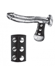 Чёрная утяжка на кнопках 100% PVC STRAP WITH METAL SNAP - BlueLine - купить с доставкой в Черкесске