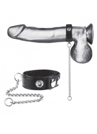 Утяжка на пенис с поводком Snap Cock Ring With 12  Leash - BlueLine - купить с доставкой в Черкесске