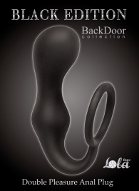 Чёрное эрекционное кольцо с анальной пробкой Double Pleasure Anal Plug - Lola Games - в Черкесске купить с доставкой