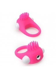 Розовое эрекционное кольцо с щеточкой LIT-UP SILICONE STIMU RING 5 - Dream Toys - в Черкесске купить с доставкой