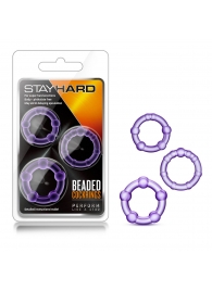 Набор из 3 фиолетовых эрекционных колец Stay Hard Beaded Cockrings - Blush Novelties - в Черкесске купить с доставкой