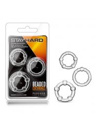 Набор из 3 прозрачных эрекционных колец Stay Hard Beaded Cockrings - Blush Novelties - в Черкесске купить с доставкой