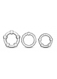 Набор из 3 прозрачных эрекционных колец Stay Hard Beaded Cockrings - Blush Novelties - в Черкесске купить с доставкой