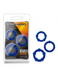Набор из 3 синих эрекционных колец Stay Hard Beaded Cockrings - Blush Novelties - в Черкесске купить с доставкой