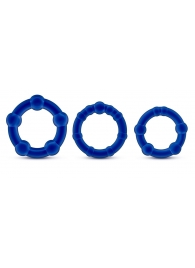 Набор из 3 синих эрекционных колец Stay Hard Beaded Cockrings - Blush Novelties - в Черкесске купить с доставкой