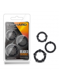 Набор из 3 чёрных эрекционных колец Stay Hard Beaded Cockrings - Blush Novelties - в Черкесске купить с доставкой