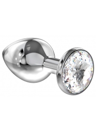 Большая серебристая анальная пробка Diamond Clear Sparkle Large с прозрачным кристаллом - 8 см. - Lola Games - купить с доставкой в Черкесске
