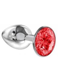 Малая серебристая анальная пробка Diamond Red Sparkle Small с красным кристаллом - 7 см. - Lola Games - купить с доставкой в Черкесске
