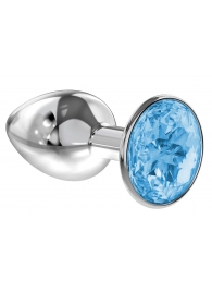 Малая серебристая анальная пробка Diamond Light blue Sparkle Small с голубым кристаллом - 7 см. - Lola Games - купить с доставкой в Черкесске