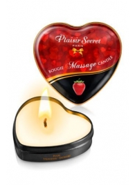 Массажная свеча с ароматом клубники Bougie Massage Candle - 35 мл. - Plaisir Secret - купить с доставкой в Черкесске