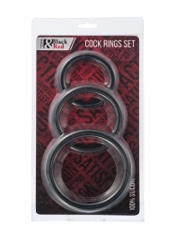 Набор из 3 чёрных эрекционных колец - ToyFa - в Черкесске купить с доставкой