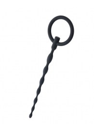 Чёрный уретральный плаг с кольцом - ToyFa - купить с доставкой в Черкесске