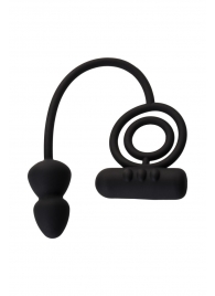 Чёрное эрекционное кольцо с вибропулькой и анальным хвостом - Erotist Adult Toys - в Черкесске купить с доставкой