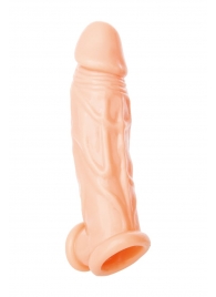 Телесная насадка на пенис с фиксацией мошонки - 18,5 см. - ToyFa - в Черкесске купить с доставкой