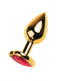 Золотистая анальная пробка с кристаллом-сердцем - 7,5 см. - ToyFa - купить с доставкой в Черкесске