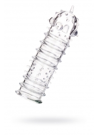 Прозрачная насадка на пенис TOYFA A-Toys с ребрами и точками - 15,3 см. - A-toys - в Черкесске купить с доставкой