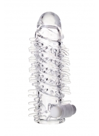 Насадка на пенис TOYFA A-Toys с вибропулей и шипами - 13,4 см. - A-toys - в Черкесске купить с доставкой