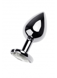 Серебристая анальная пробка с прозрачным кристаллом-сердцем - 8 см. - ToyFa - купить с доставкой в Черкесске