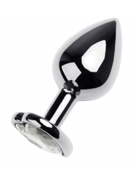 Серебристая анальная пробка с прозрачным кристаллом-сердцем - 8 см. - ToyFa - купить с доставкой в Черкесске