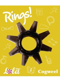 Чёрное эрекционное кольцо Rings Cogweel - Lola Games - в Черкесске купить с доставкой
