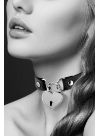 Черный чокер с замком в форме сердца - Bijoux Pour Toi - купить с доставкой в Черкесске