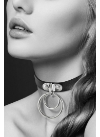 Черный чокер с двумя кольцами - Bijoux Pour Toi - купить с доставкой в Черкесске