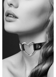 Чёрный чокер с кольцом в форме сердца - Bijoux Pour Toi - купить с доставкой в Черкесске