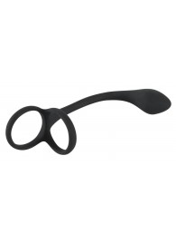 Эрекционное кольцо с утяжкой на мошонку и анальным плаг Black Velvets - Orion - в Черкесске купить с доставкой