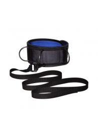 Чёрно-синий неопреновый ошейник с поводком - Sitabella - купить с доставкой в Черкесске