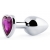 Серебристая анальная пробка с фиолетовым кристаллом-сердечком - 8 см. - Anal Jewelry Plug - купить с доставкой в Черкесске