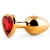 Золотистая анальная пробка с красным стразом-сердечком - 8 см. - Anal Jewelry Plug - купить с доставкой в Черкесске