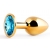Золотистая анальная пробка с голубым стразом - 7,2 см. - Anal Jewelry Plug - купить с доставкой в Черкесске