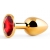 Золотистая анальная пробка с красным стразом - 7,2 см. - Anal Jewelry Plug - купить с доставкой в Черкесске