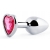 Серебристая анальная пробка с розовым кристаллом-сердечком - 7 см. - Anal Jewelry Plug - купить с доставкой в Черкесске