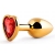 Золотистая анальная пробка с красным стразом-сердечком - 7 см. - Anal Jewelry Plug - купить с доставкой в Черкесске