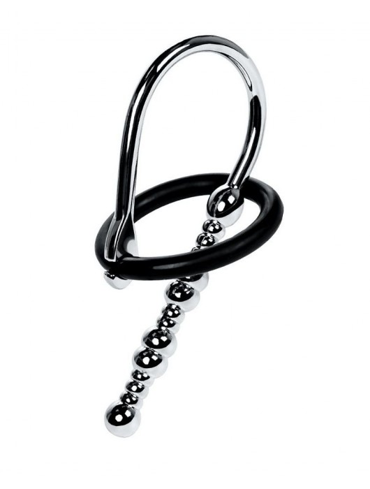 Серебристый уретральный плаг-бусины TOYFA Metal с мягким фиксириющим кольцом - ToyFa - купить с доставкой в Черкесске