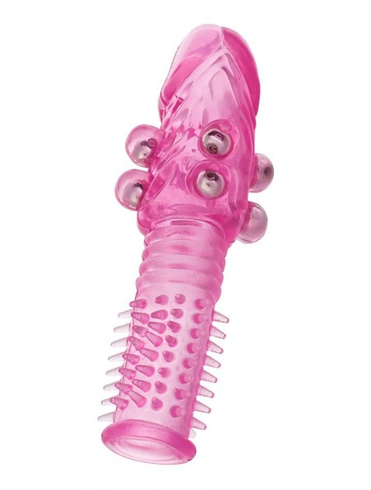 Стимулирующая розовая насадка с шишечками и шипами - 13,5 см. - Toyfa Basic - в Черкесске купить с доставкой